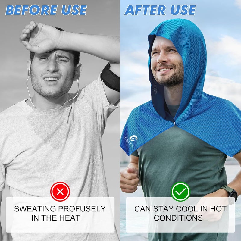 CASITE Cooling Hoodie Towels, Instant Cooling Towels for Neck and Face, UPF 50 Sun Protection, Ice Towel for Hot Weather, Head Towel for Sports, Camping, Cycling & More Activities - Image 4